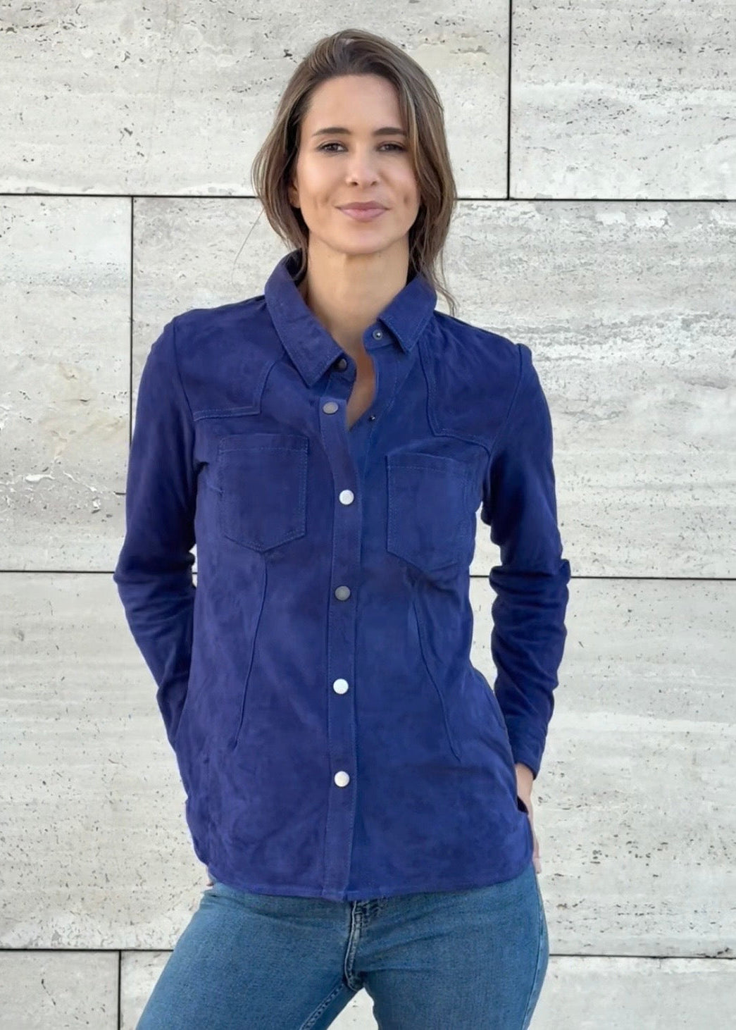 Camisa Pampa Gamuza Azul
