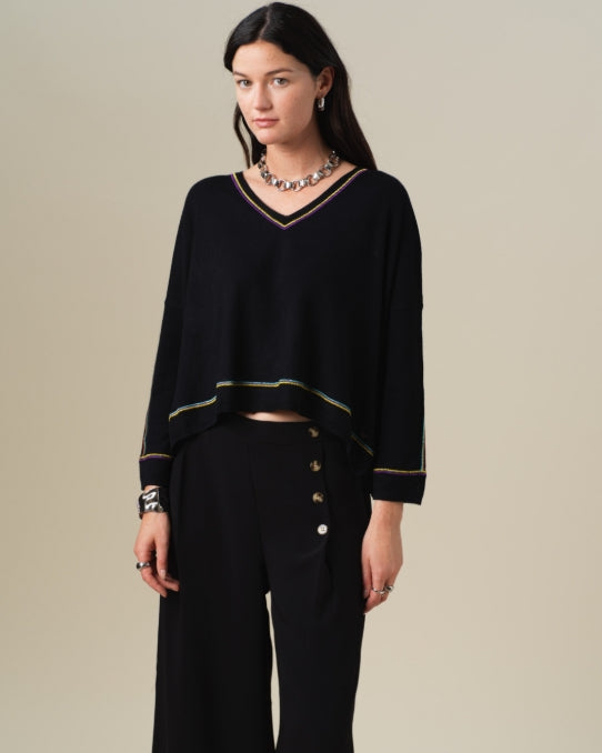 Sweater Leila Negro Rayas