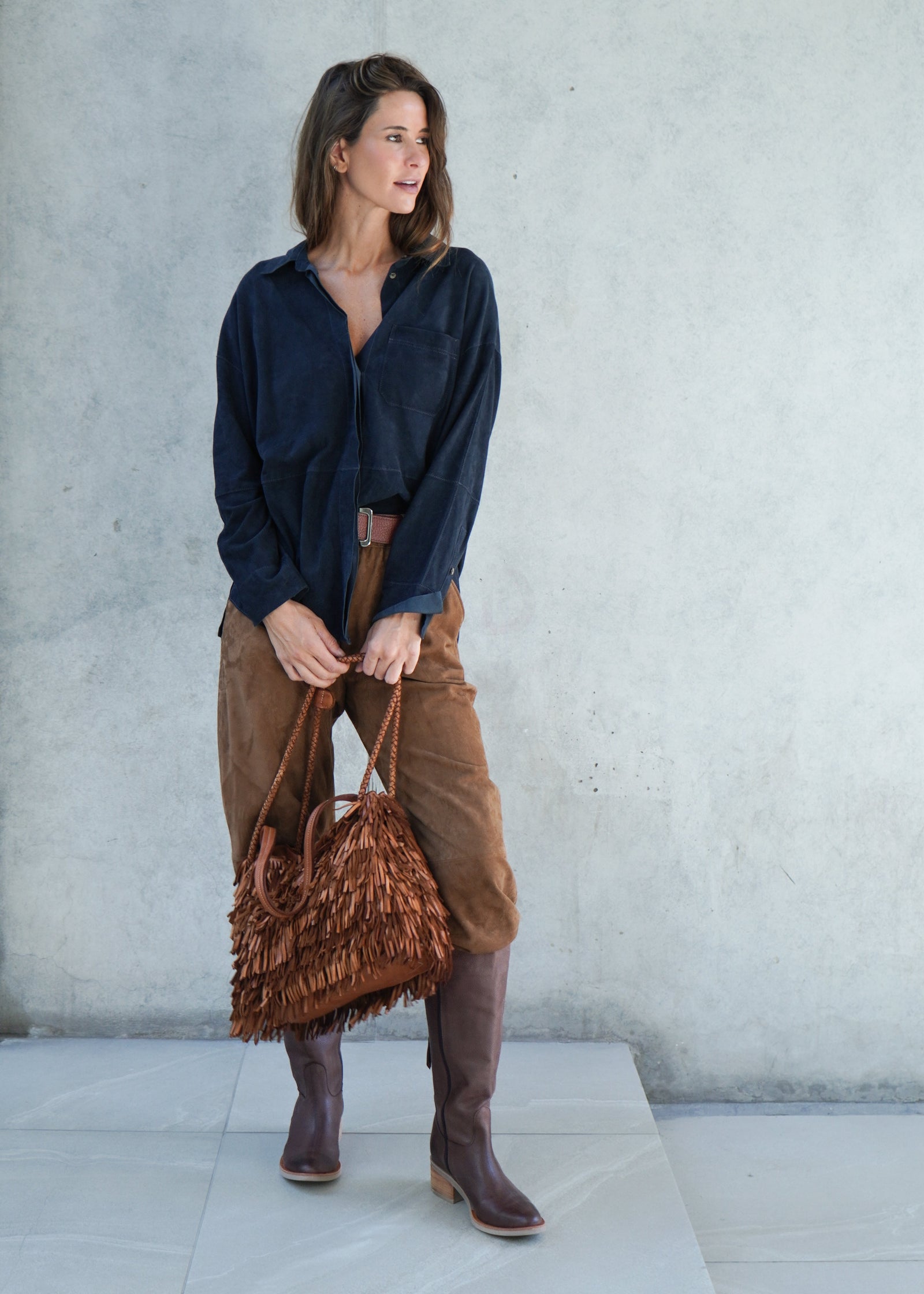 Cartera Fringe Cognac