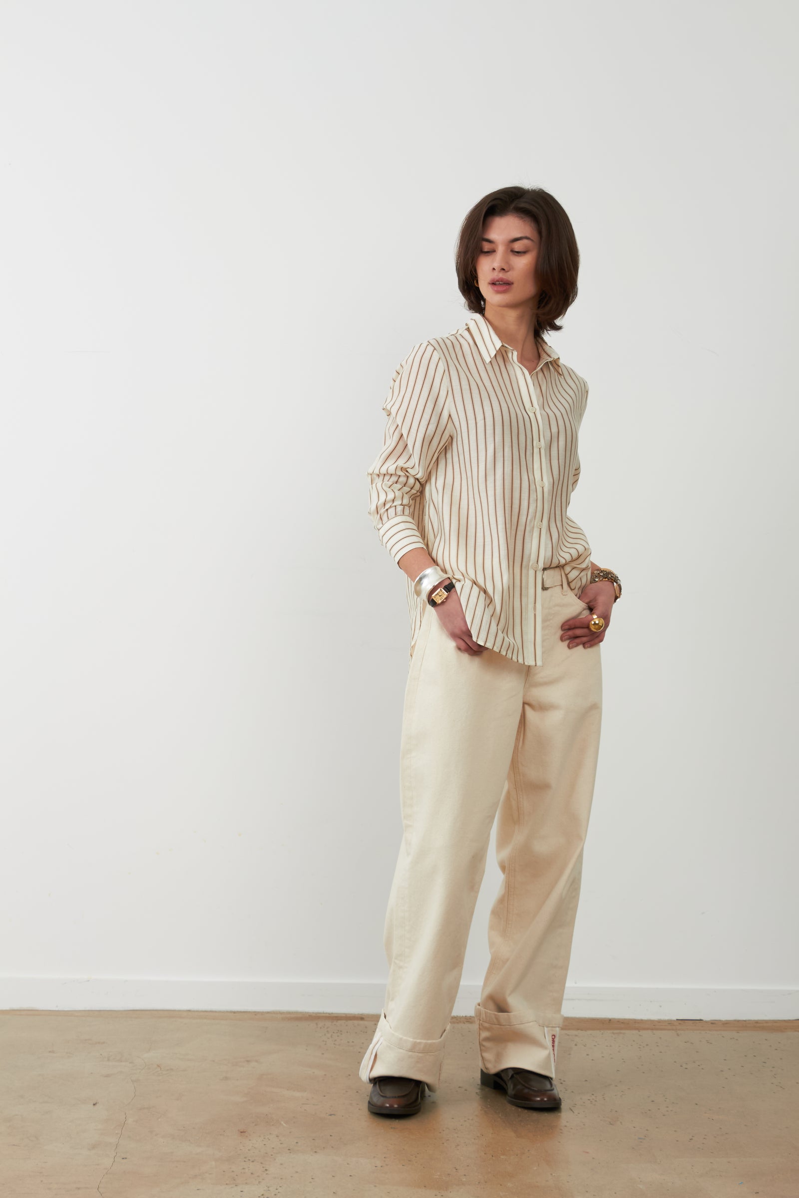 Camisa Shana Rayas Chocolate