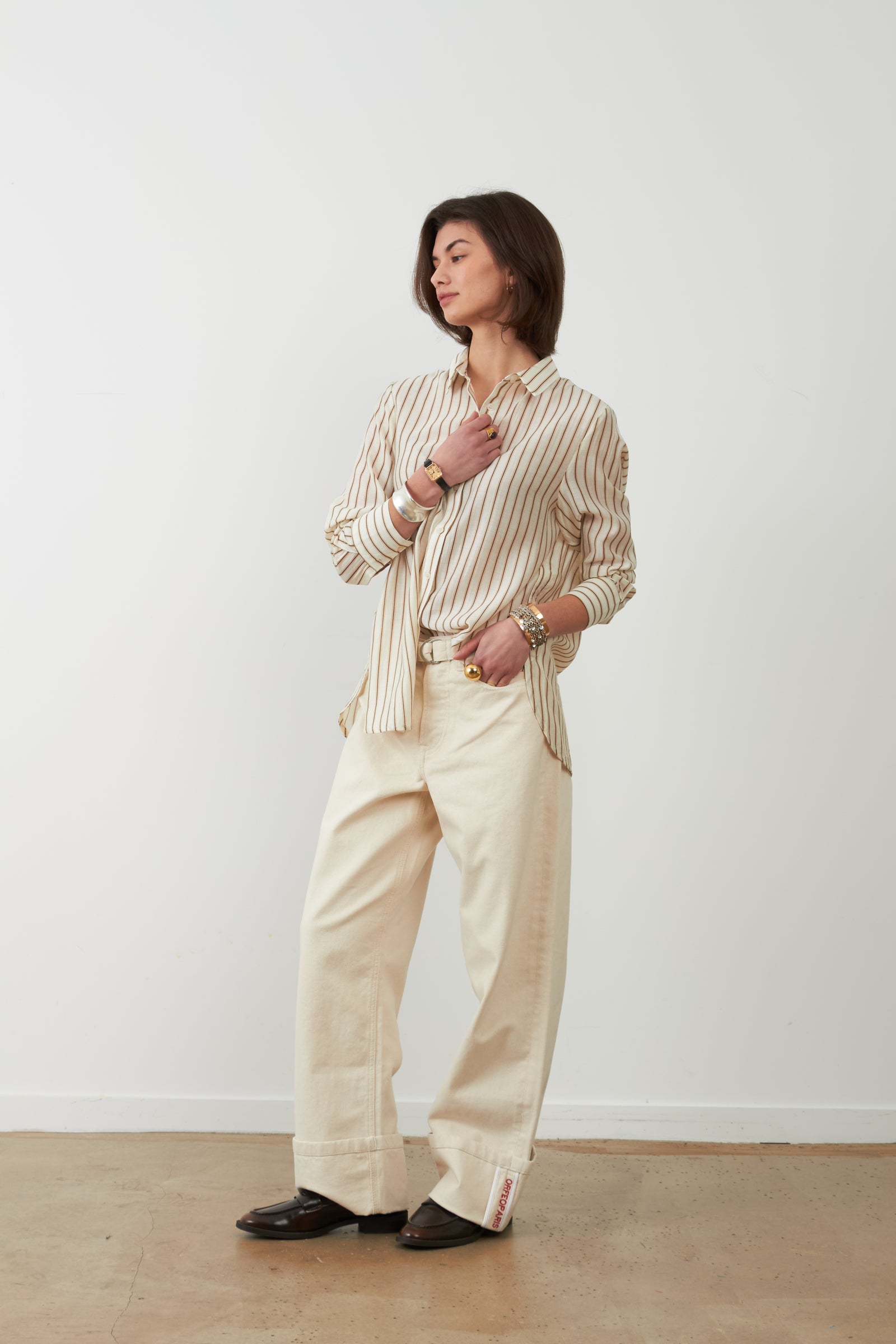Camisa Shana Rayas Chocolate