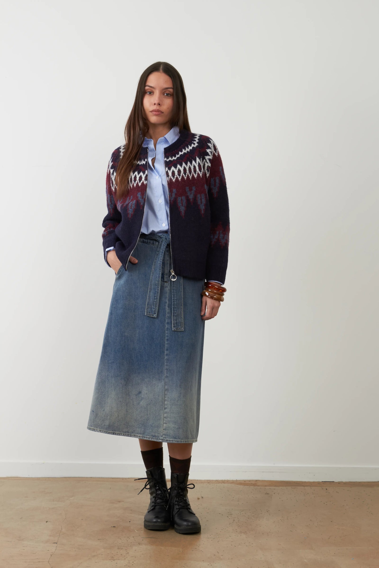 Cardigan Aistair Navy-Burgundy