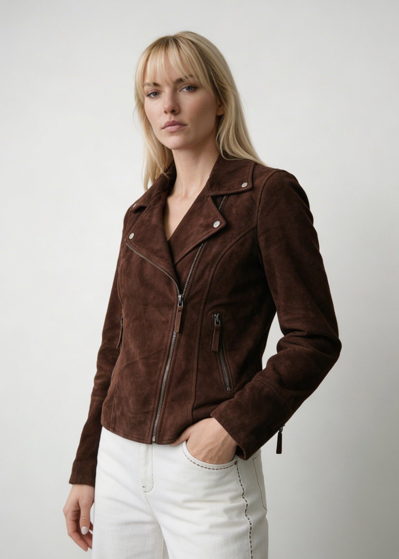 Chaqueta Aura Gamuza Chocolate