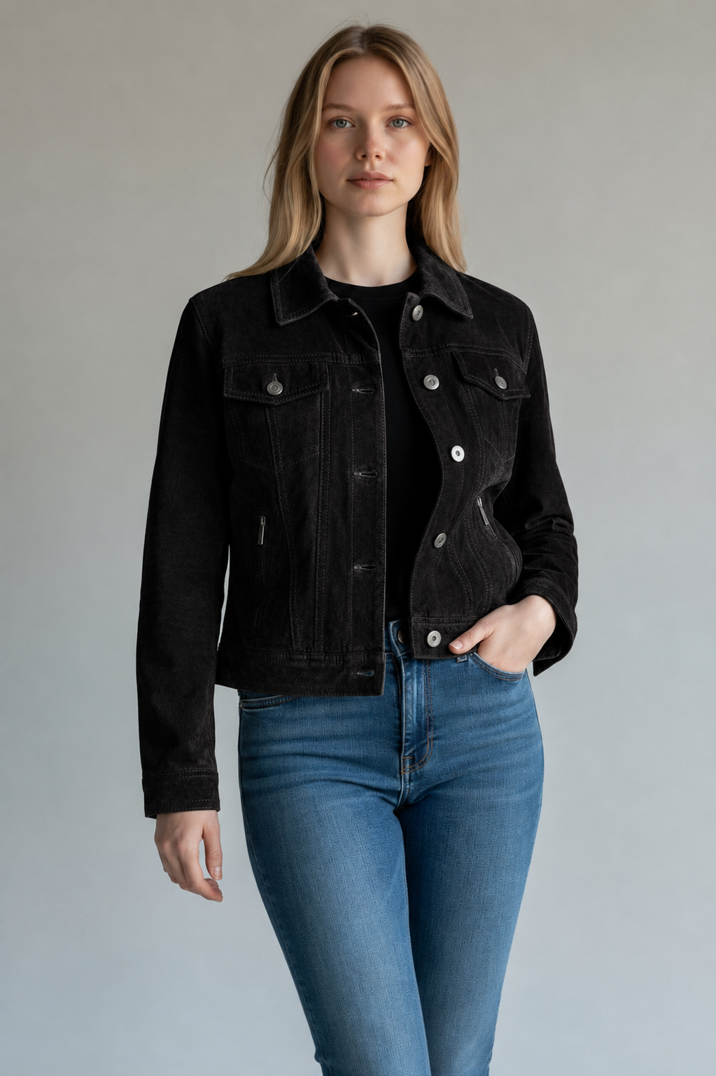 Chaqueta Madison Gamuza Negro