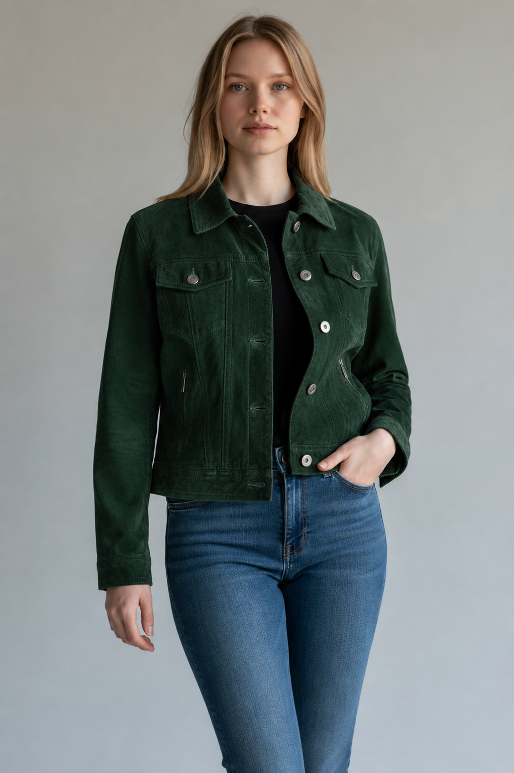 Chaqueta Madison Gamuza Verde Inglés