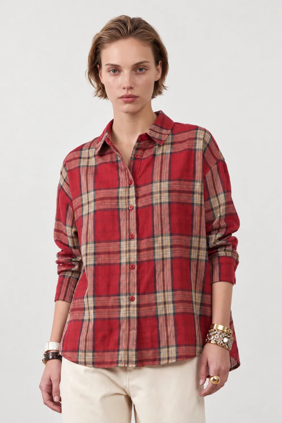 Camisa Shana Cuadros Rojos