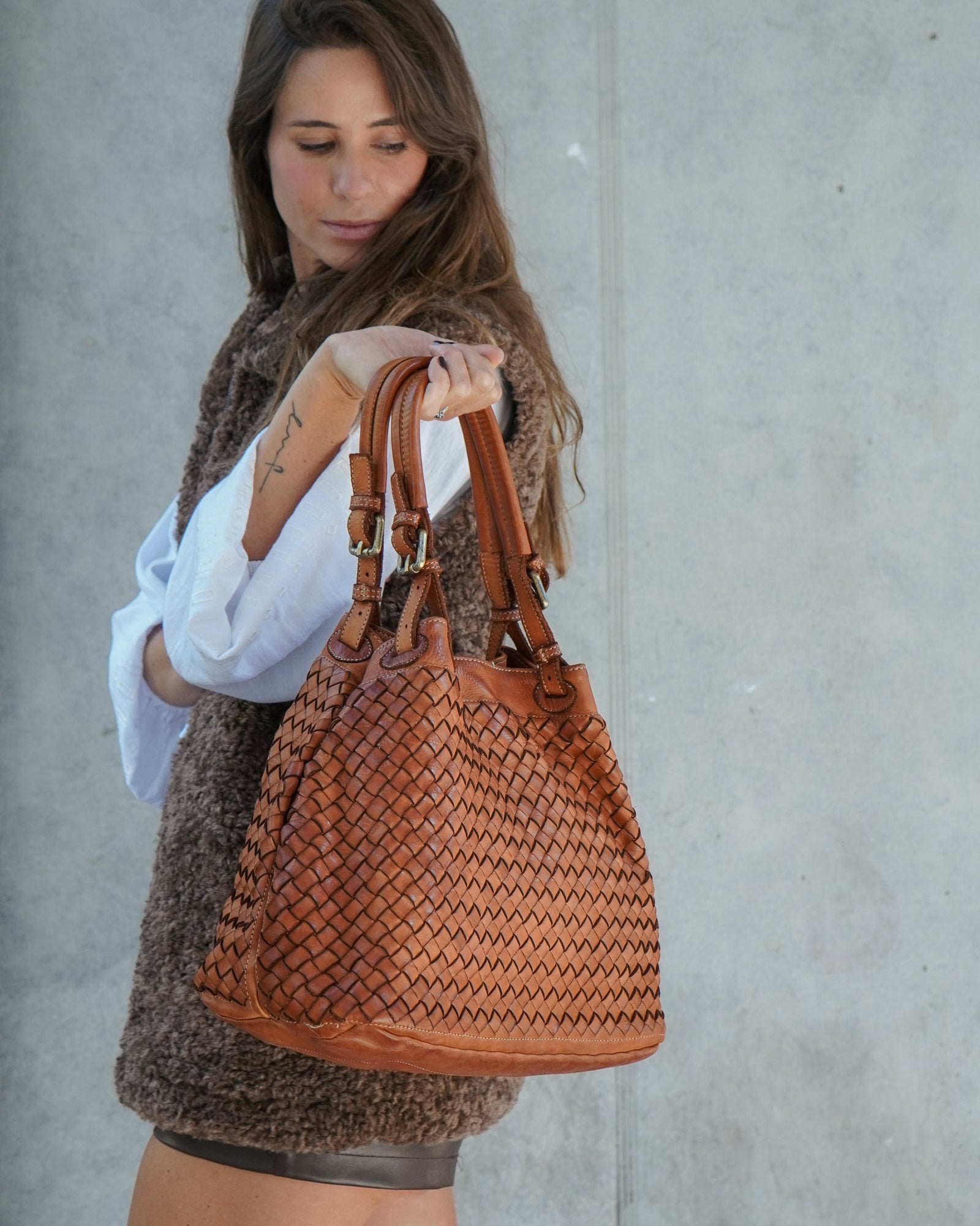 Cartera Liguria Camel Grande