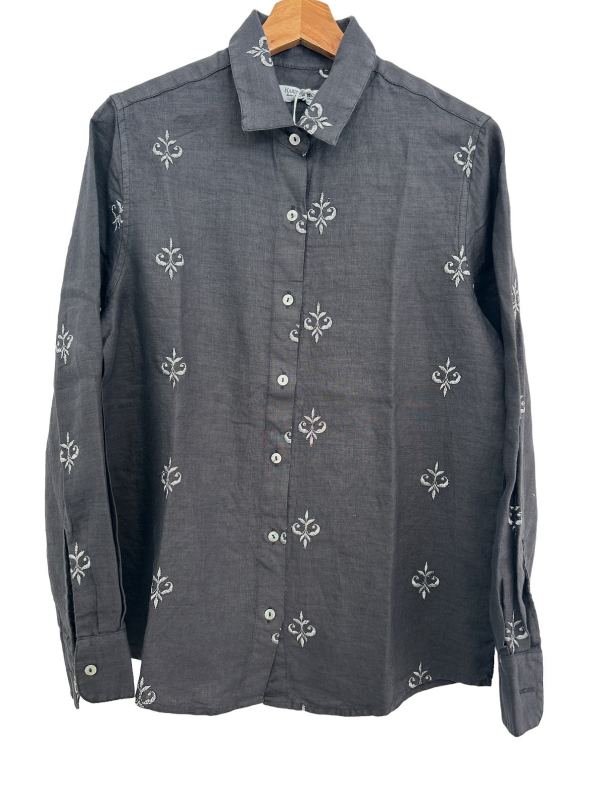 Camisa Zante Bordada Gris Iron