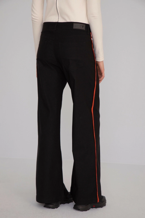 Pantalon Pata Ancha Vivo Negro Naranja