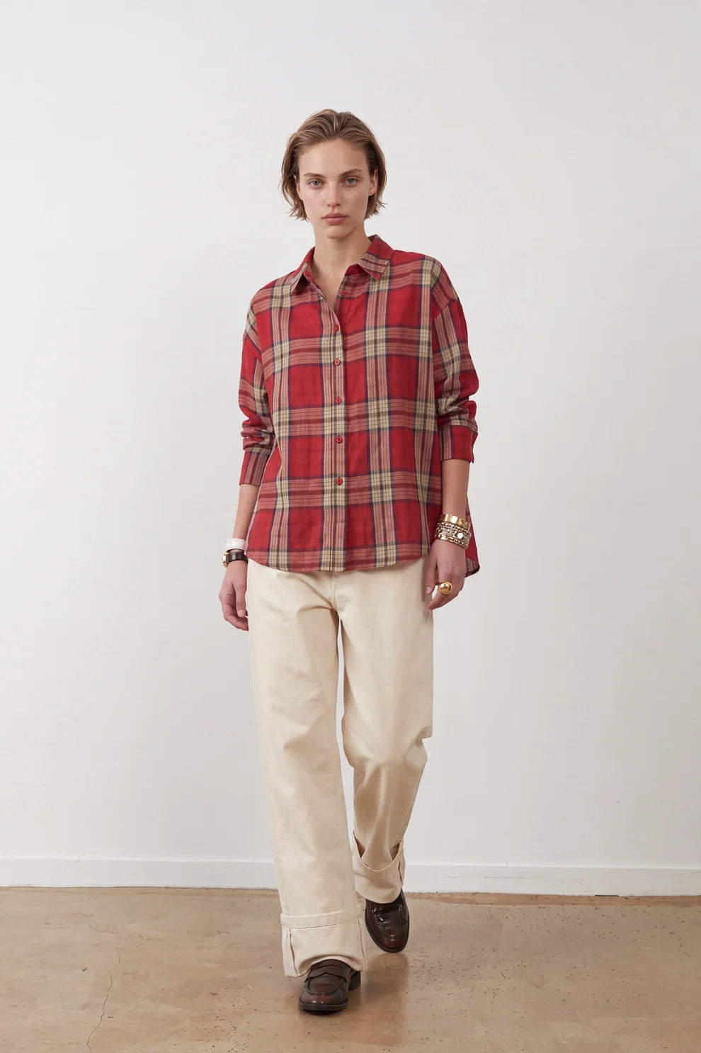 Camisa Shana Cuadros Rojos