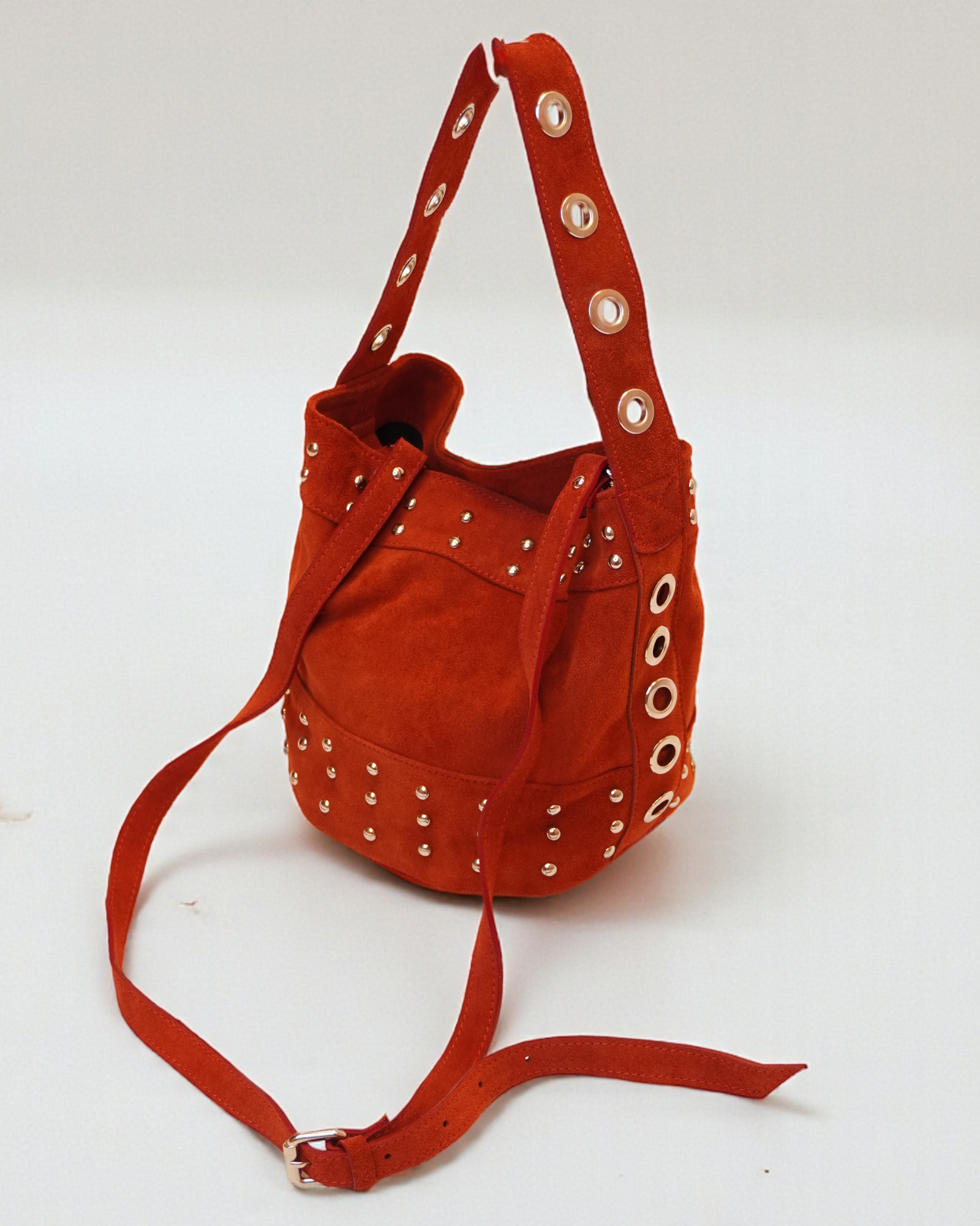Cartera Marina Tachas Gamuza Cherry