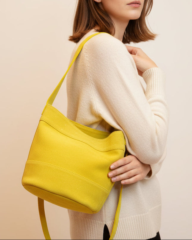 Cartera Marina Liso Gamuza Amarillo