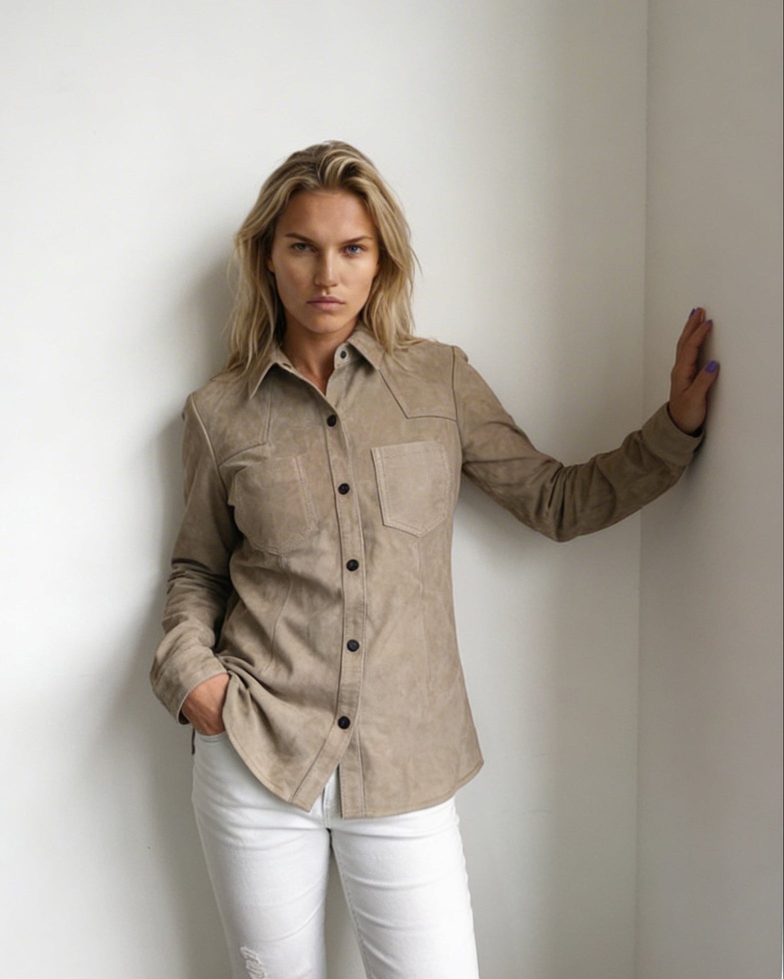 Camisa Pampa Gamuza Taupe