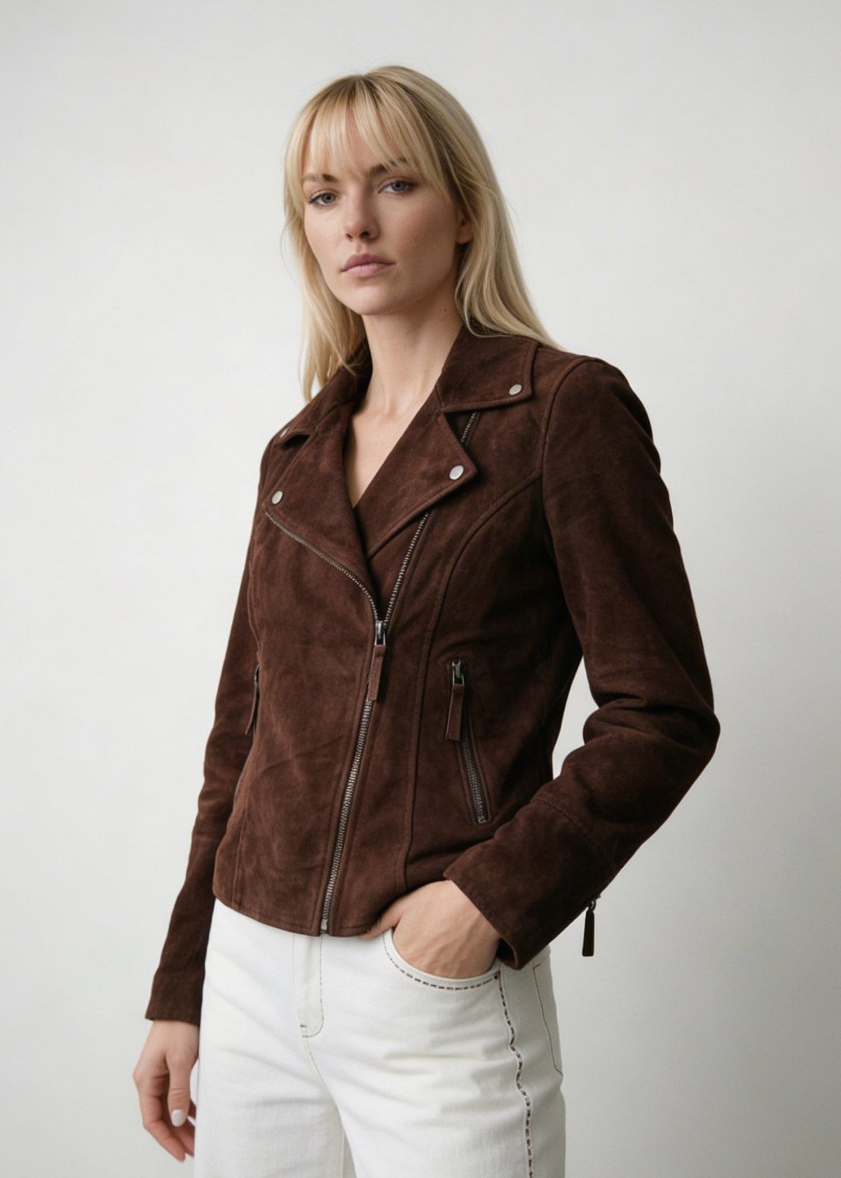 Chaqueta Aura Gamuza Chocolate