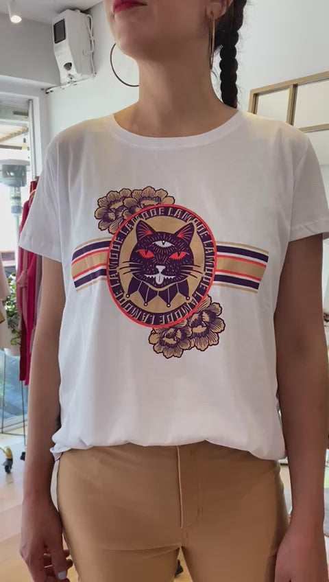 Polera Gato Morado