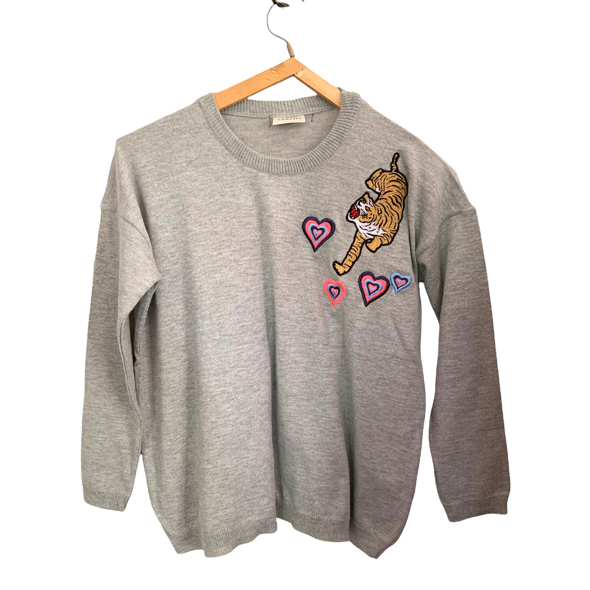 Sweater Tigre Hombro Gris