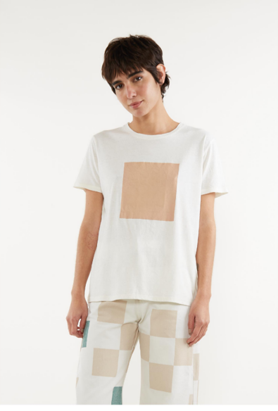 Polera Abstracto Manteca